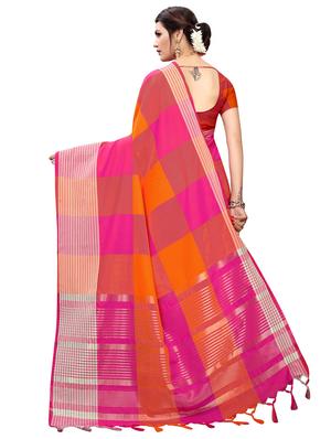 color block woven saree with blouse - 16629832 - Standard Image - 2