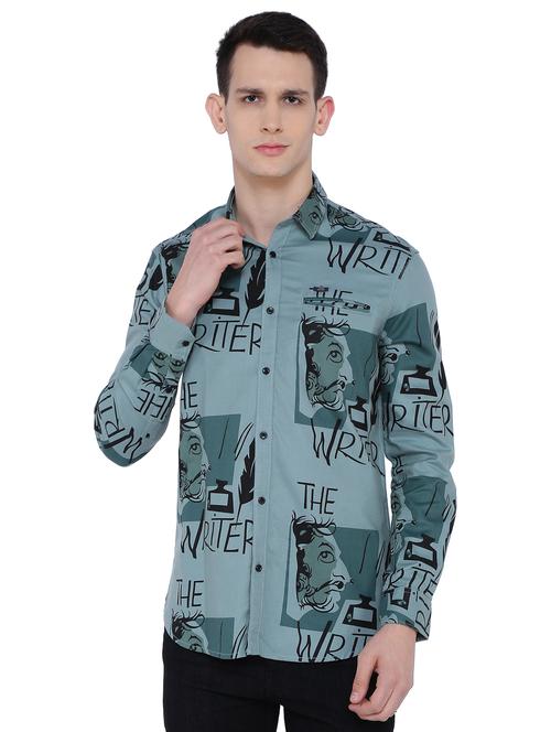 green printed casual shirt - 16629889 - Standard Image - 1