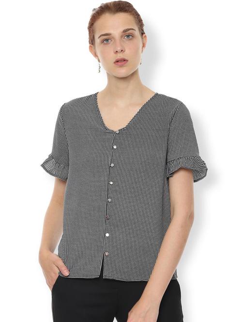 frill detail hounds tooth shirt - 16630155 - Standard Image - 1