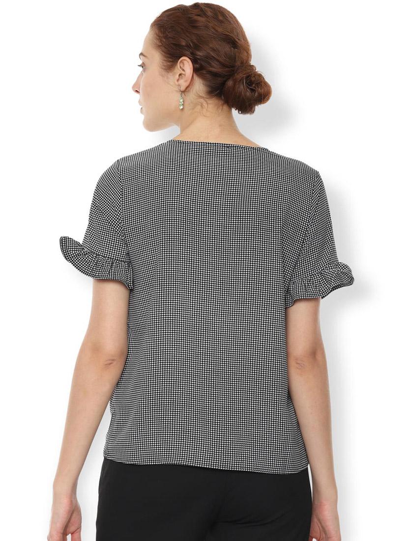 frill detail hounds tooth shirt - 16630155 - Zoom Image - 2
