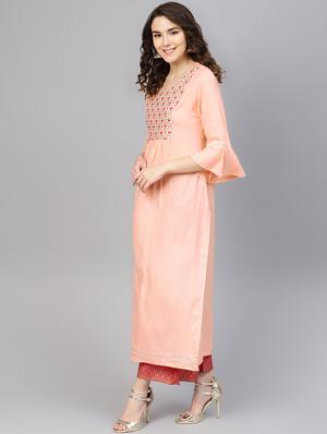 embroidered kurta palazzo set - 16630347 - Standard Image - 2
