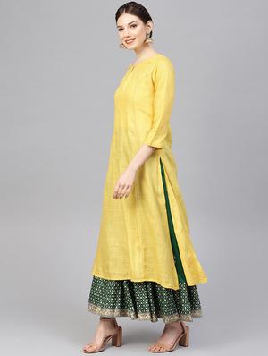 solid kurta skirt set - 16630366 - Standard Image - 2