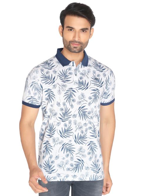 white printed polo t-shirt - 16631068 - Very Small Image - 1