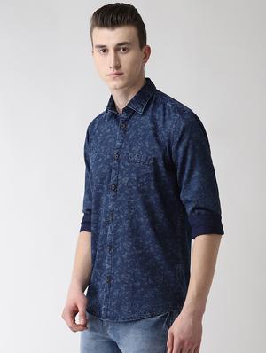 blue printed casual shirt - 16631228 - Standard Image - 2