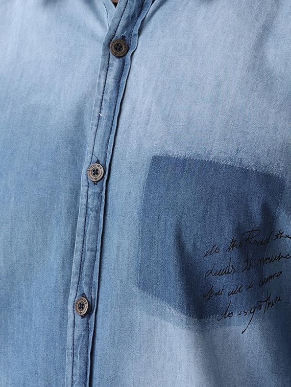 blue faded denim casual shirt - 16631237 - Zoom Image - 5