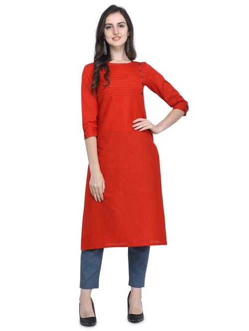 pintucks straight kurta - 16631264 - Standard Image - 1