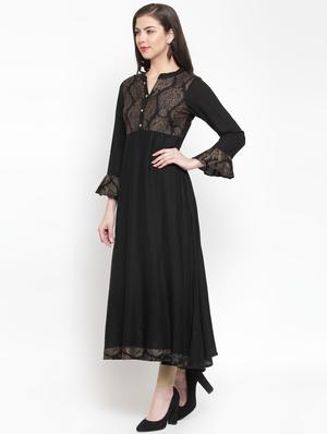 foil print flared kurta - 16631618 - Standard Image - 2