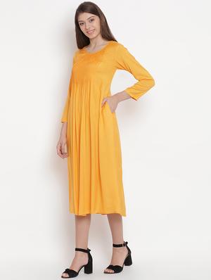 scoop neck pleated a-line dress - 16631679 - Standard Image - 2