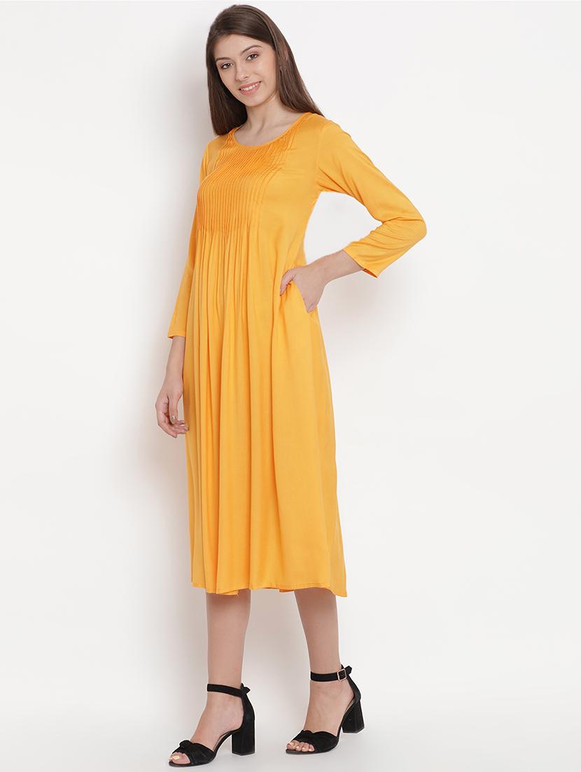 scoop neck pleated a-line dress - 16631679 - Zoom Image - 2