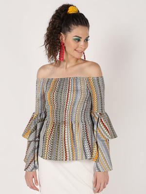 off shoulder asymmetric bell sleeved top - 16631713 - Standard Image - 2