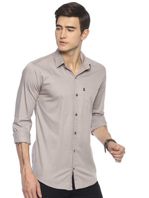 grey solid casual shirt - 16631765 - Standard Image - 2