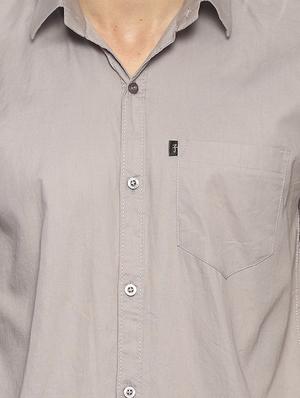 grey solid casual shirt - 16631765 - Standard Image - 5