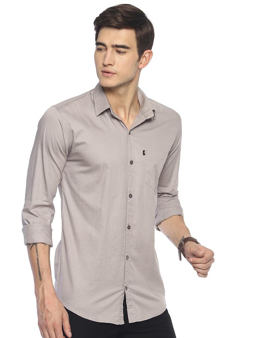 grey solid casual shirt - 16631765 - Zoom Image - 2