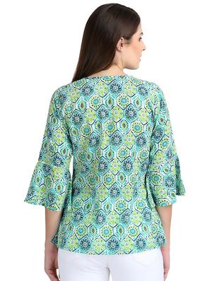 green cotton aline kurti - 16631777 - Standard Image - 2