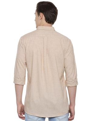 beige solid casual shirt - 16631988 - Standard Image - 2