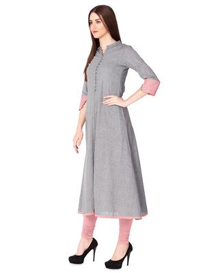 solid a-line kurta - 16632047 - Standard Image - 2