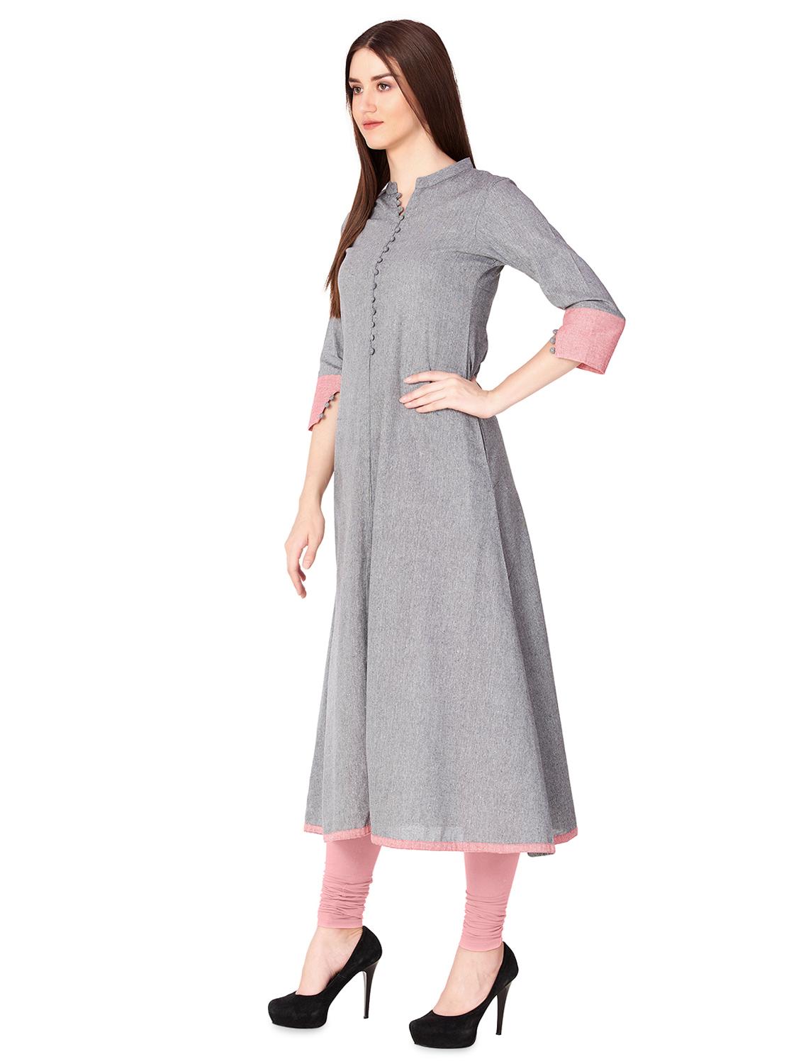 solid a-line kurta - 16632047 - Zoom Image - 2