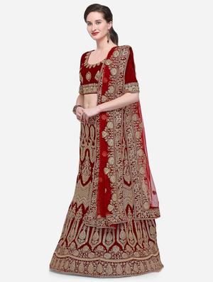 embroidered a-line lehenga - 16632184 - Standard Image - 2
