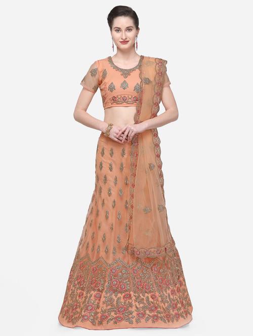 embroidered a-line lehenga - 16632196 - Standard Image - 1