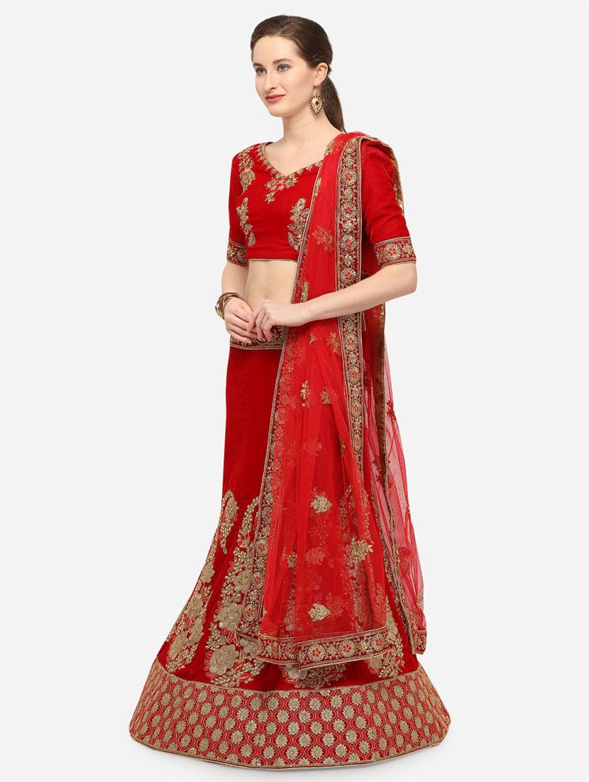 embroidered a-line lehenga - 16632200 - Zoom Image - 2