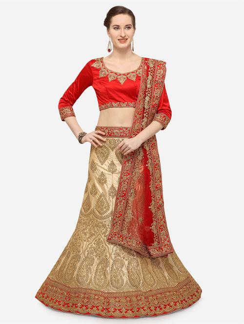 embroidered a-line lehenga - 16632207 - Very Small Image - 1