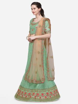 embroidered a-line lehenga - 16632262 - Standard Image - 2