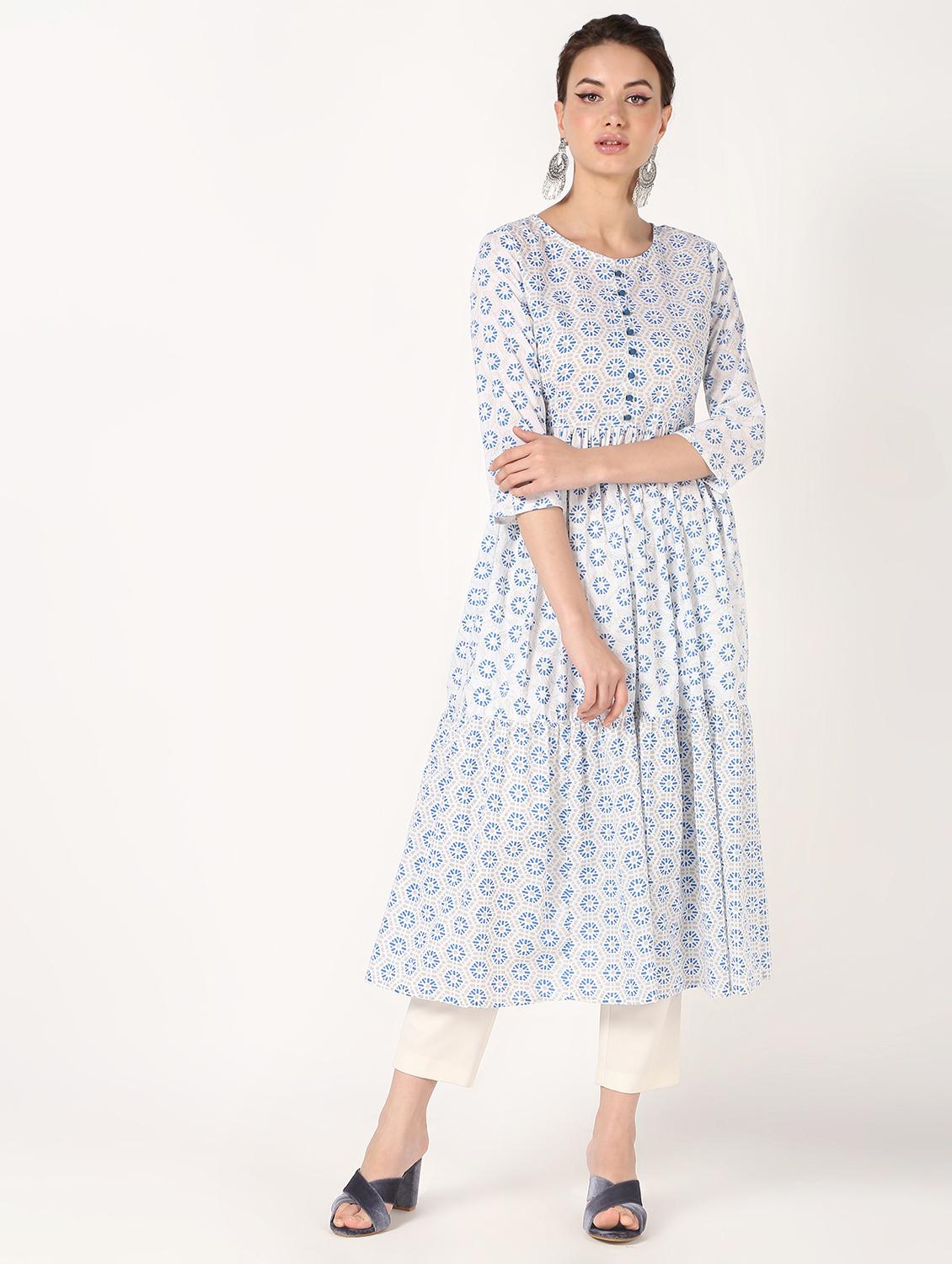 floral printed anarkali kurta - 16632293 - Zoom Image - 2