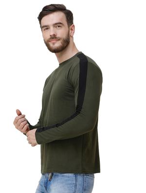 green solid taped t-shirt - 16632322 - Standard Image - 2