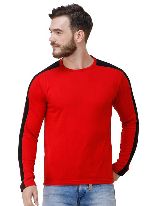 red solid taped t-shirt - 16632323 - Standard Image - 1