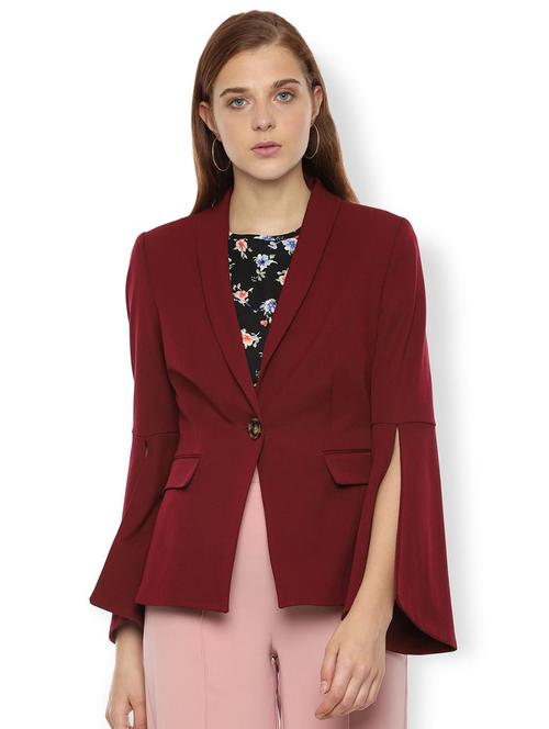 slit sleeved solid blazer - 16632565 - Standard Image - 1