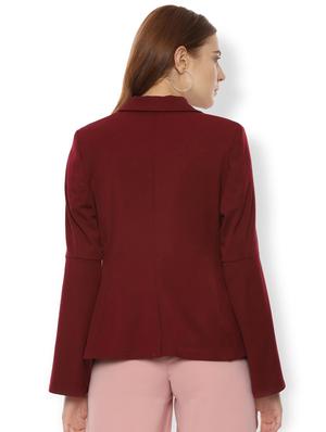 slit sleeved solid blazer - 16632565 - Standard Image - 2