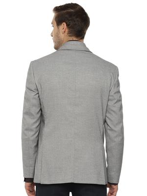 grey solid single breasted casual blazer - 16632567 - Standard Image - 2