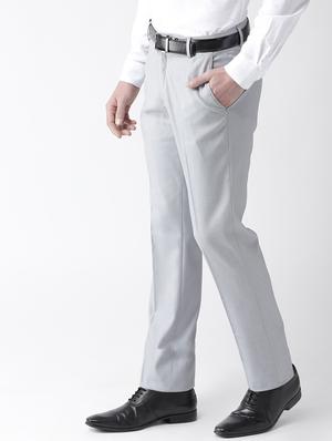 grey textured flat front formal trouser - 16633134 - Standard Image - 2
