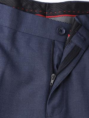 navy blue textured flat front formal trouser - 16633137 - Standard Image - 5
