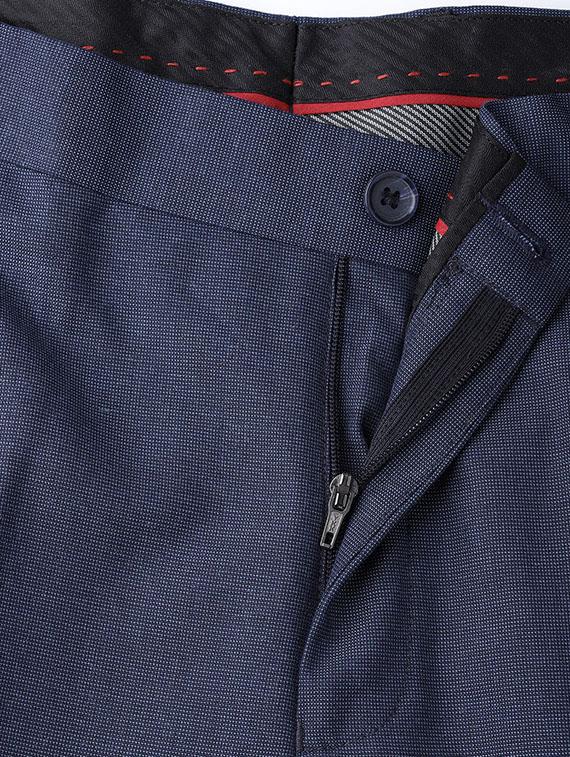 navy blue textured flat front formal trouser - 16633137 - Zoom Image - 5