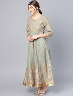 chevron zari work anarkali ethnic dress - 16633300 - Standard Image - 2