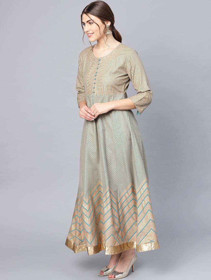 chevron zari work anarkali ethnic dress - 16633300 - Zoom Image - 2