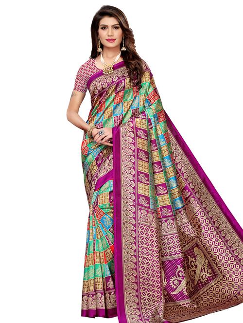 conversational printed saree with blouse - 16633352 - Standard Image - 1