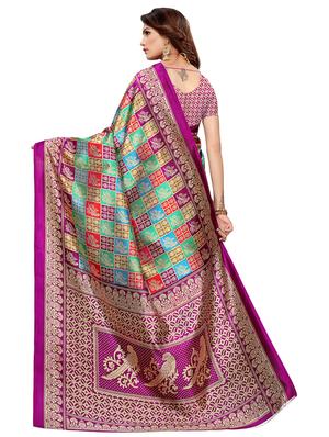 conversational printed saree with blouse - 16633352 - Standard Image - 2