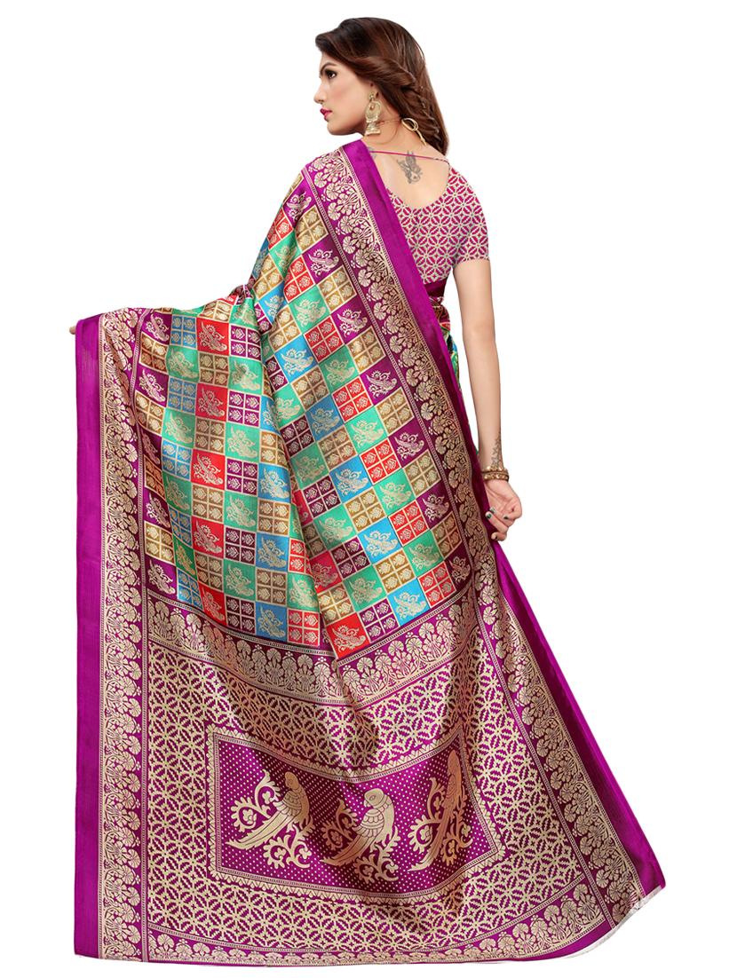 conversational printed saree with blouse - 16633352 - Zoom Image - 2