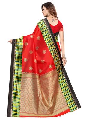 checkered printed saree with blouse - 16633356 - Standard Image - 2