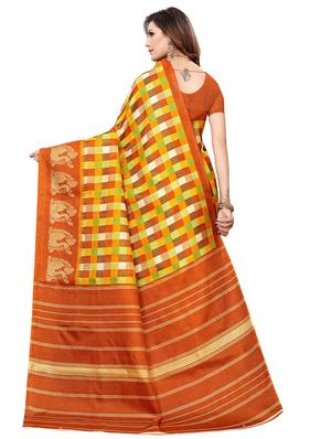 checkered printed saree with blouse - 16633371 - Standard Image - 2