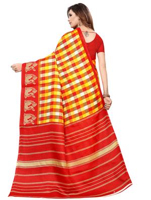 checkered printed saree with blouse - 16633372 - Standard Image - 2