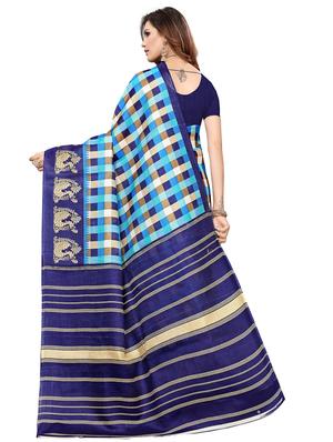 checkered printed saree with blouse - 16633373 - Standard Image - 2