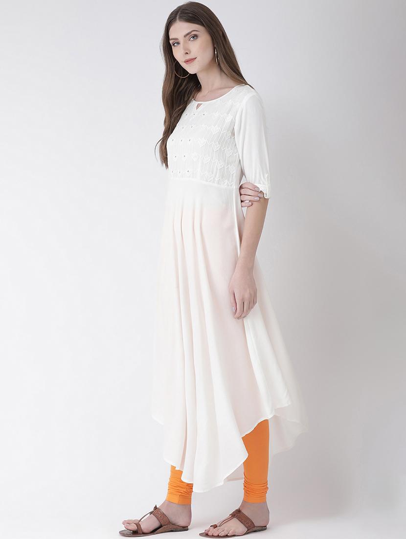 embroidered yoke asymmetric kurta - 16633503 - Zoom Image - 2