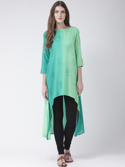 printed high-low kurta - 16633506 - Standard Image - 1