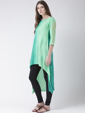 printed high-low kurta - 16633506 - Standard Image - 2