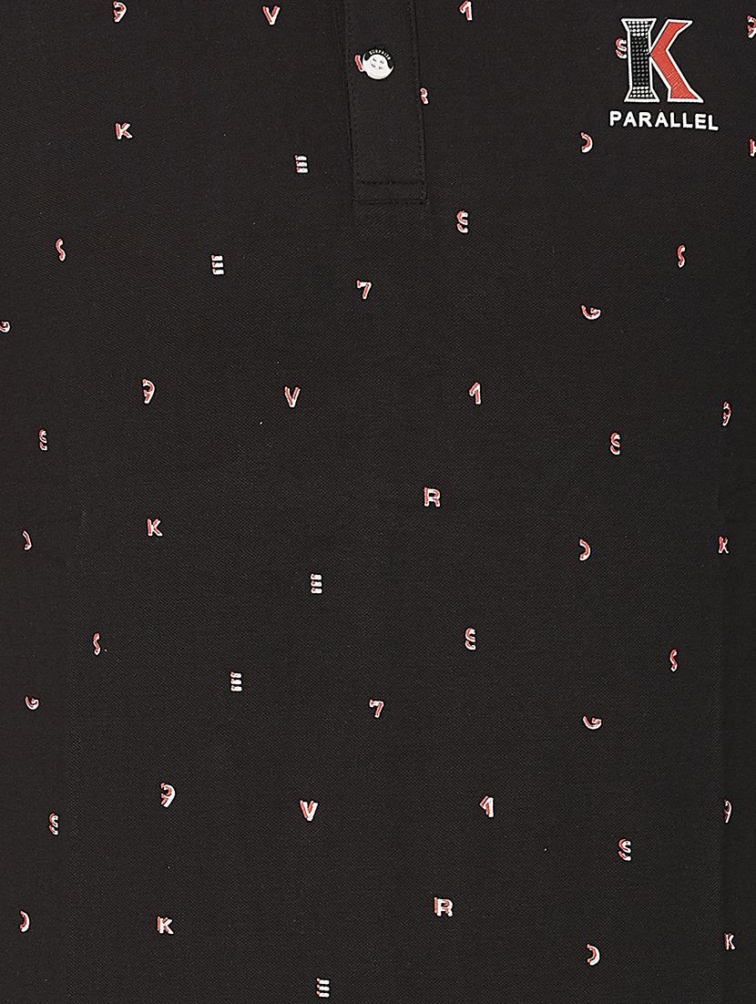 black printed polo t-shirt - 16633667 - Zoom Image - 5