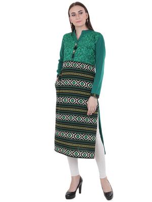 printed woolen kurta - 16633716 - Standard Image - 2