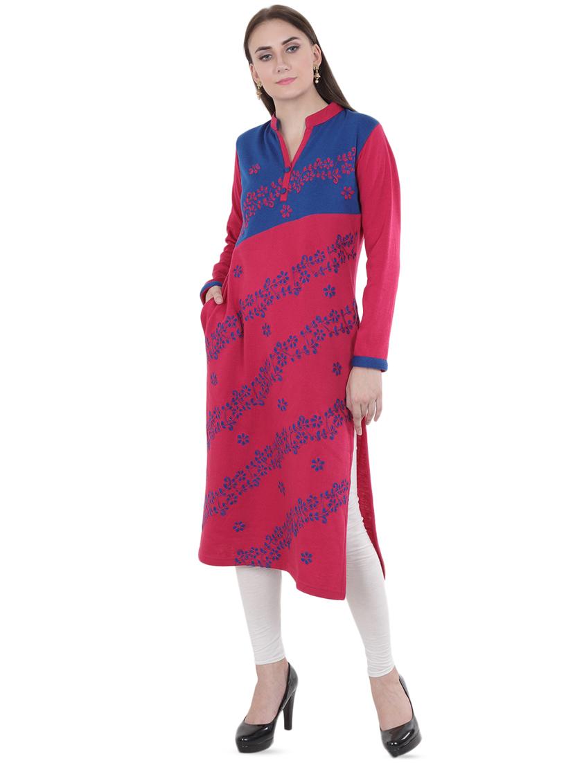 embroidered woolen kurta - 16633720 - Zoom Image - 2